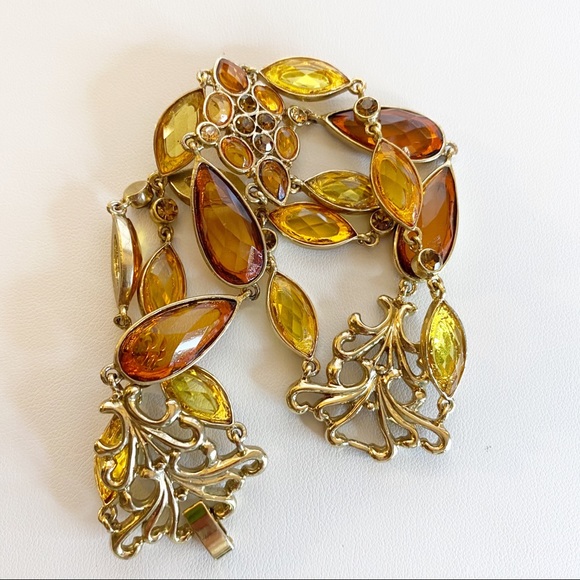 Vintage Costume Bracelet Amber Citrine Color - Picture 8 of 9